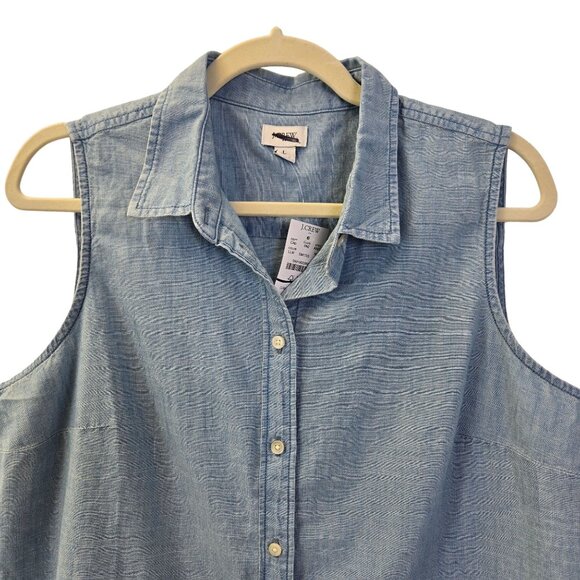 NWT J. Crew Factory Sleeveless Perfect Fit Button Down Shirt Size Large - Picture 4 of 5